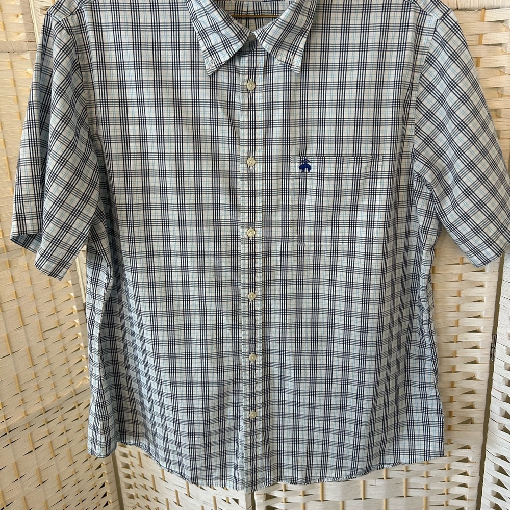 Brooks Brothers Blue and White Plaid Button Down Shirt